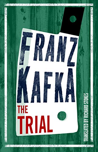 Book cover for The Trial by Franz Kafka featuring a meat cleaver illustration.