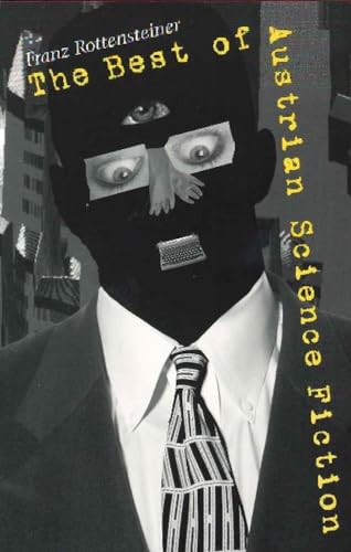 Book cover: dark figure with collage eyes and mouth, titled "Best of Austrian Science Fiction".