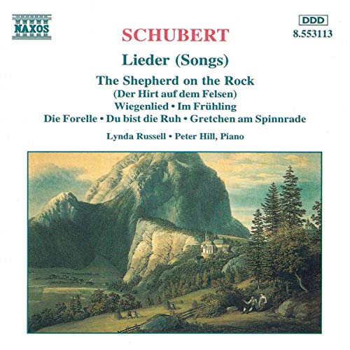 CD cover for Franz Schubert’s Lieder, featuring a mountain landscape.