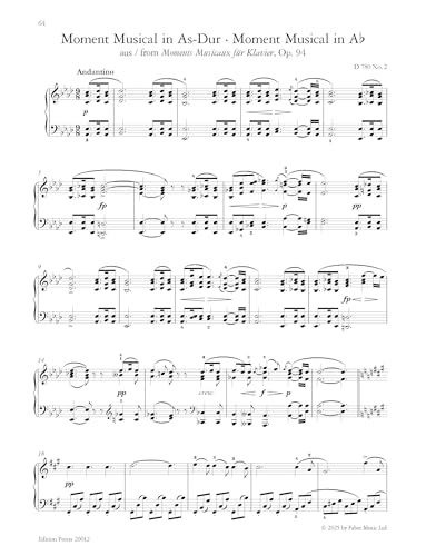 Sheet music for Schubert’s “Moment Musical in A♭”, piano score.