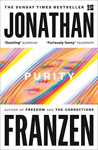 Book cover for “Purity” by Jonathan Franzen with abstract colorful design.