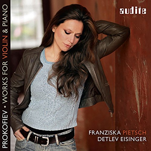 CD cover featuring violinist Franziska Pietsch in a leather jacket.