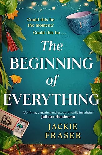 Book cover with teal background, flowers, a teacup, and an open matchbox.