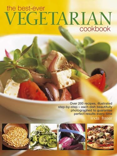 Cookbook cover featuring colorful vegetarian food, including salad and cheese.