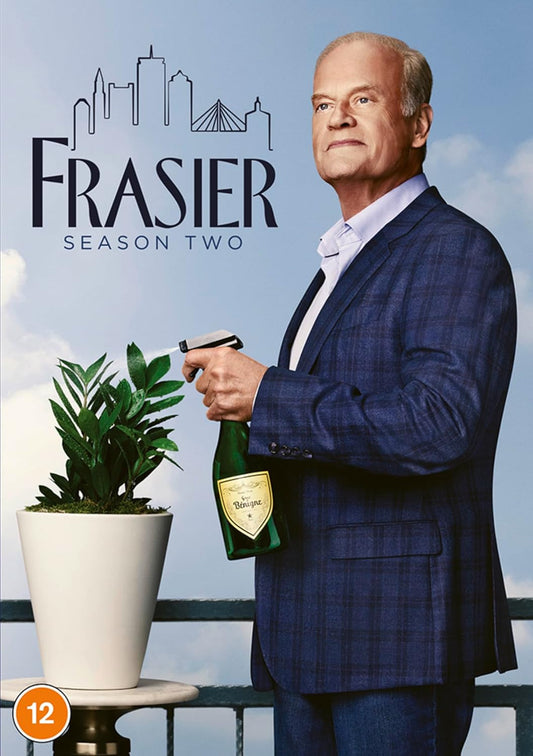 Frasier Season Two DVD cover featuring Kelsey Grammer holding champagne.