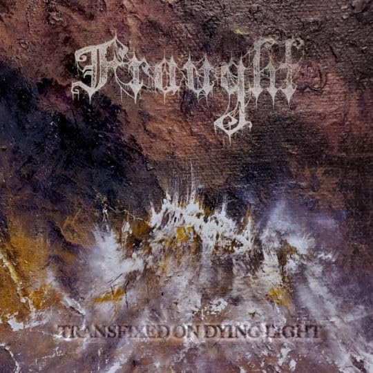 Album cover with abstract dark brown and white painting and Fraught band logo.