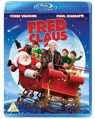 Fred Claus" Blu-ray cover featuring Vince Vaughn and Santa in a sleigh.