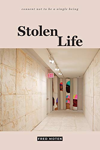 Book cover with bold title "Stolen Life" and art gallery hallway background.