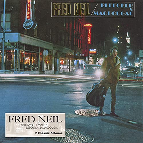 Fred Neil album cover: a man with a guitar on a city street.