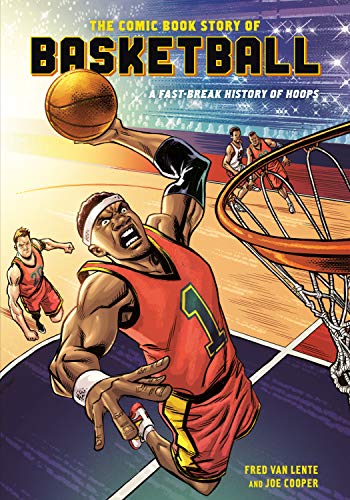 Comic book cover depicting a basketball player dunking, with other players.