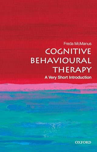 Book cover titled Cognitive Behavioural Therapy with a red and blue abstract painted background.