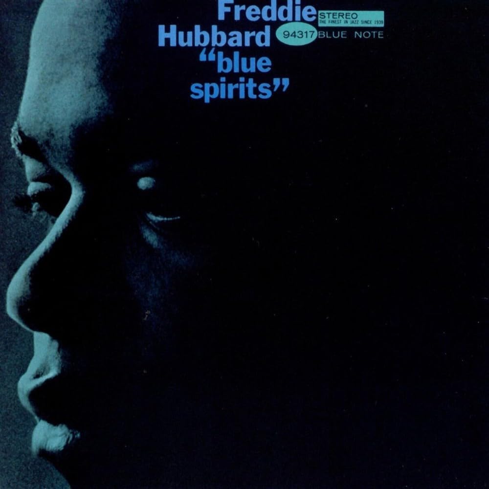 Album cover for Freddie Hubbard’s “Blue Spirits” featuring a portrait.