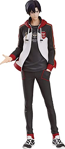Anime figure of a young man in a black and white tracksuit.