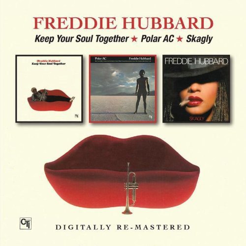 Freddie Hubbard CD cover featuring red lips, trumpet, and three album covers.