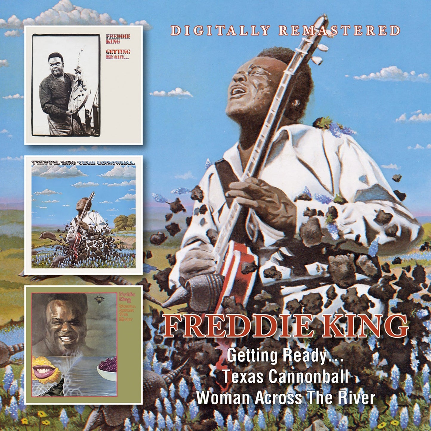 Freddie King CD cover with portrait and landscape artwork.