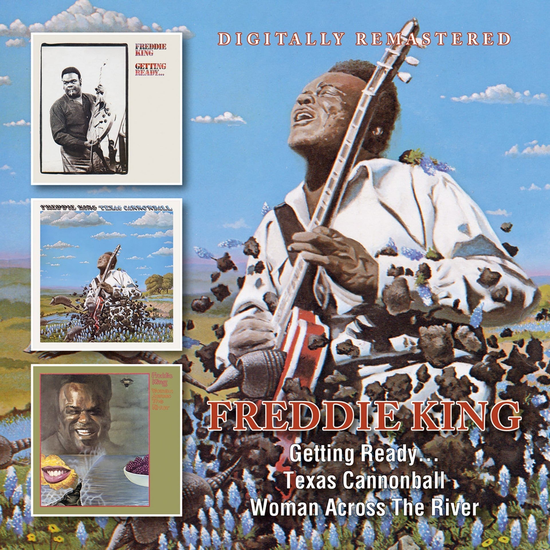 Freddie King CD cover with portrait and landscape artwork.