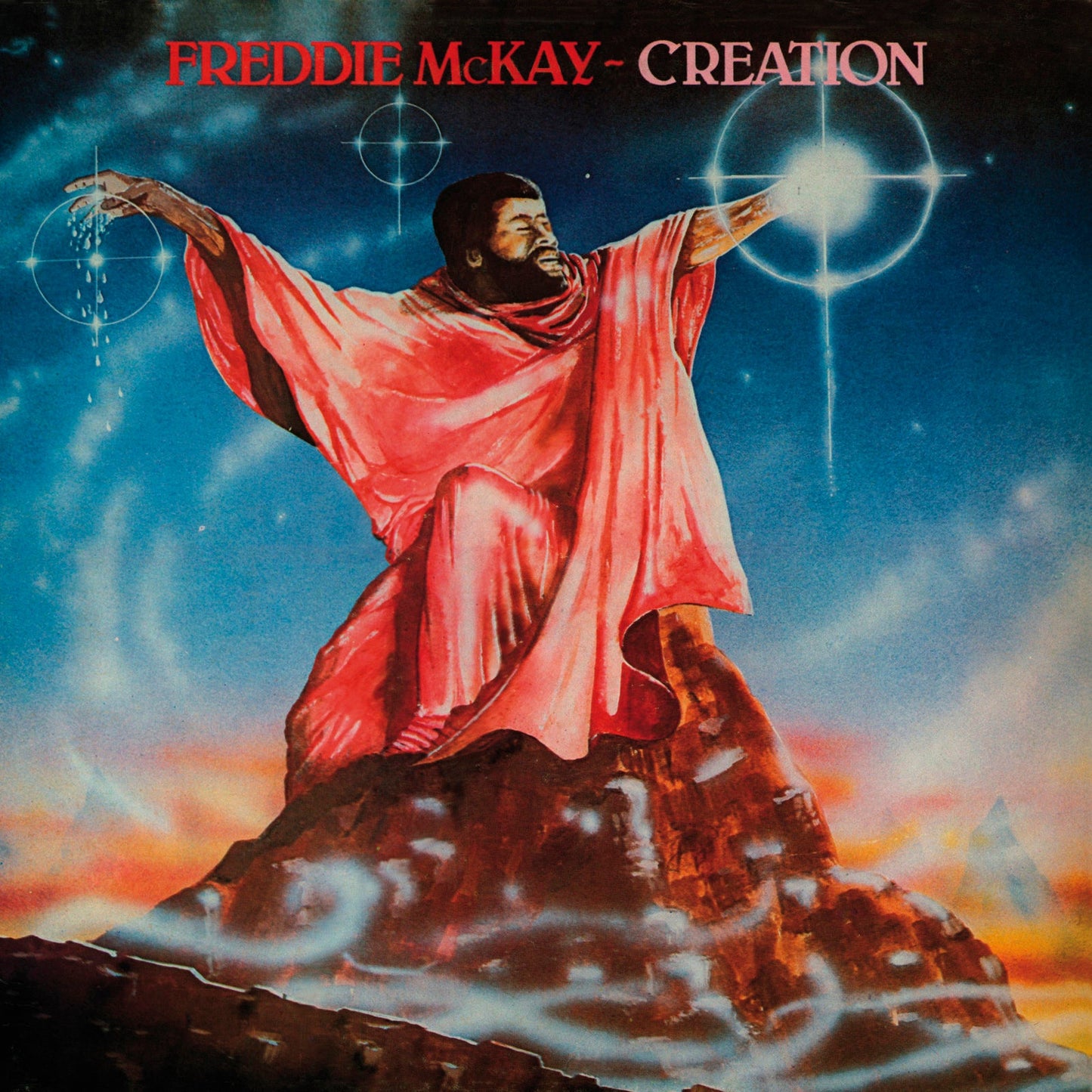Album cover for Freddie McKay’s “Creation” featuring a man with outstretched arms.
