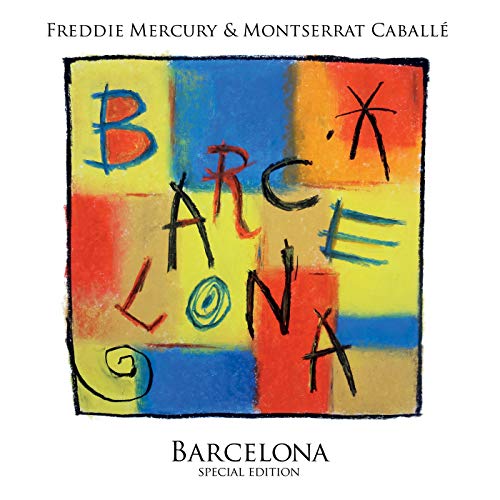 Album cover with the word Barcelona written in colorful, hand-drawn letters over a grid.