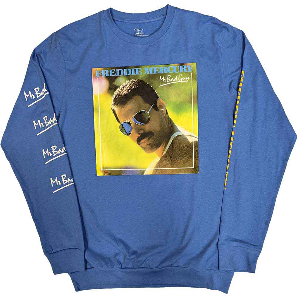 Long sleeve black t-shirt with Freddie Mercury portrait on sleeve.