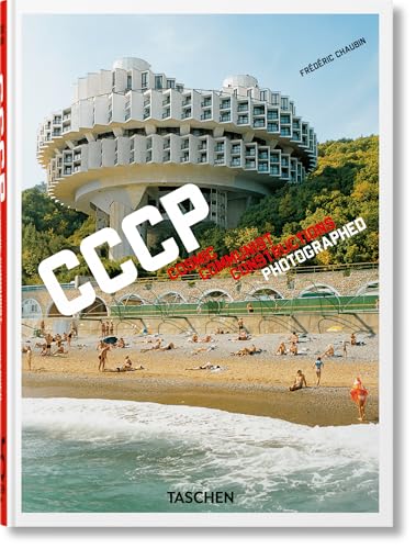 Photographic book with futuristic Soviet-era architecture images, likely with a dark or moody cover.