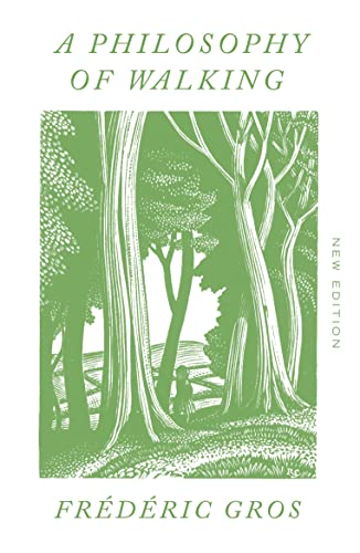 Book cover for A Philosophy of Walking by Frédéric Gros featuring a green forest illustration.