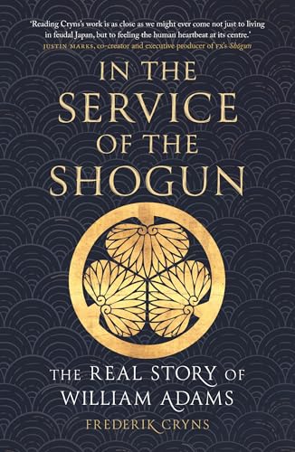 Book cover: “In the Service of the Shogun” with a gold crest.