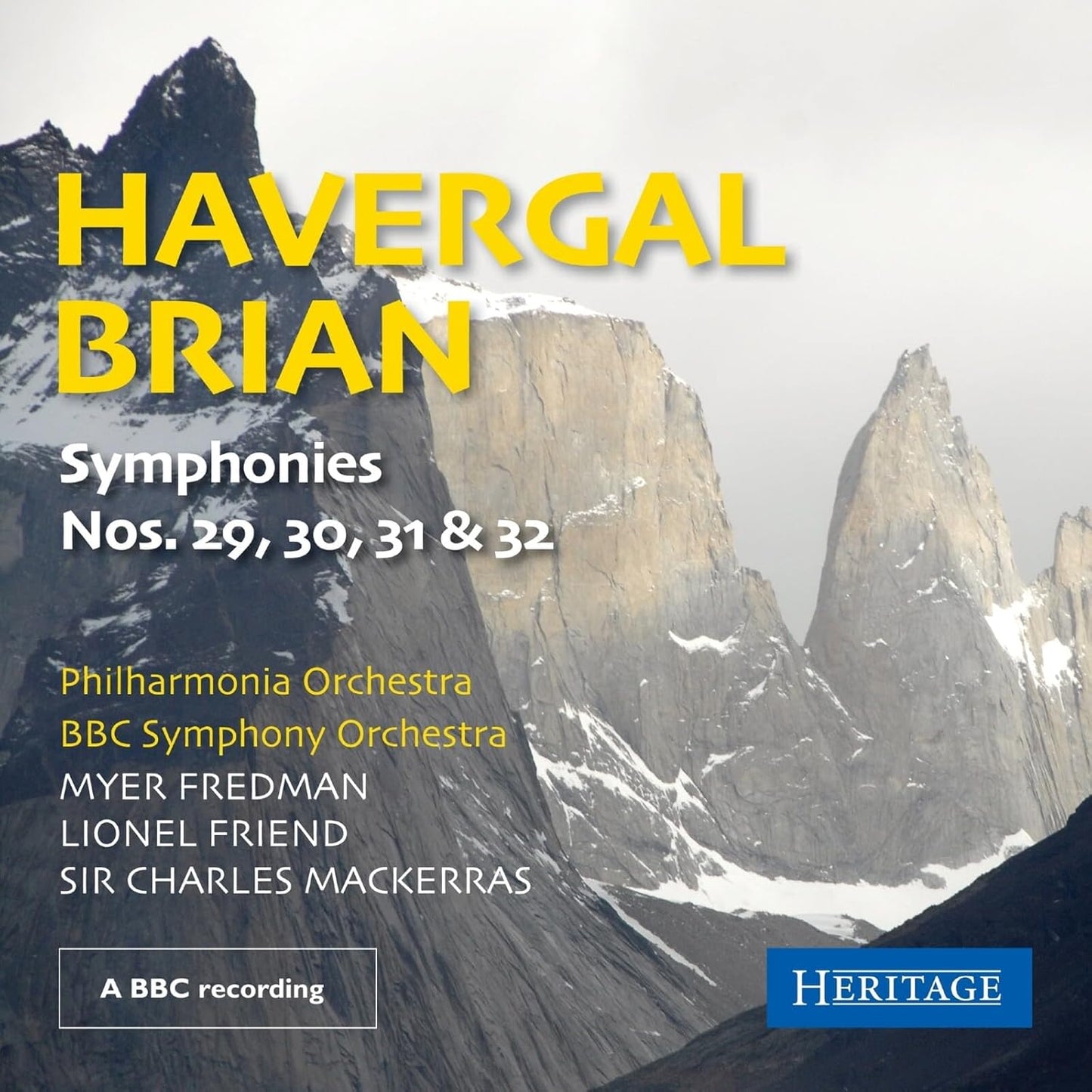 CD cover for Brian’s Symphonies Nos. 29-32, with mountain backdrop.