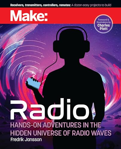 Book cover: "Make: Radio" with silhouette of person holding a radio.