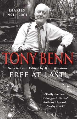 Book cover featuring Tony Benn seated on a bench, smoking a pipe.