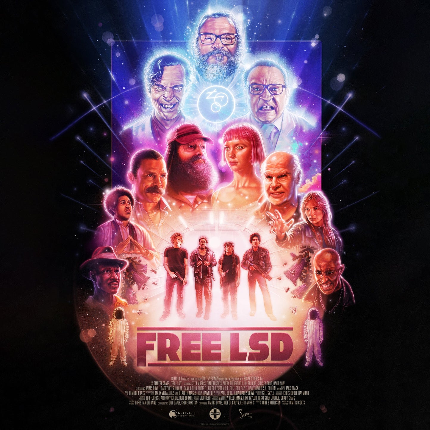 Movie poster for "Free LSD" featuring a group of diverse faces.
