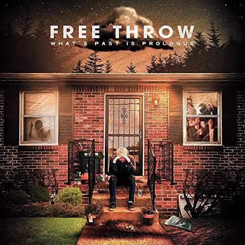 "Album cover featuring a man sitting on a porch at night, surrounded by a brick house."