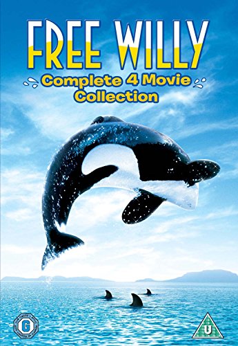 DVD cover for "Free Willy" featuring an orca leaping from blue ocean.