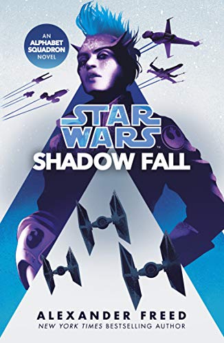 Star Wars book cover featuring a character with blue hair and spaceships.