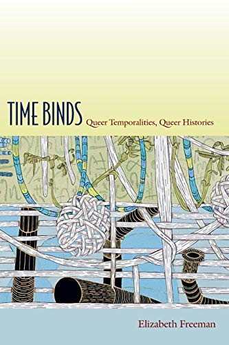 Book cover with title Time Binds and abstract illustration of woven lines and spheres.