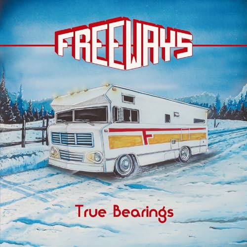Album cover showing a camper van in a snowy landscape with the text Freeways.