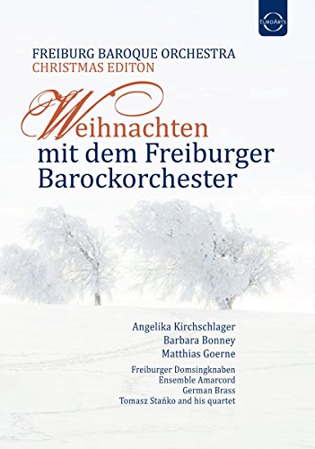 DVD cover for Freiburg Baroque Orchestra’s “Christmas Edition” with snowy trees.