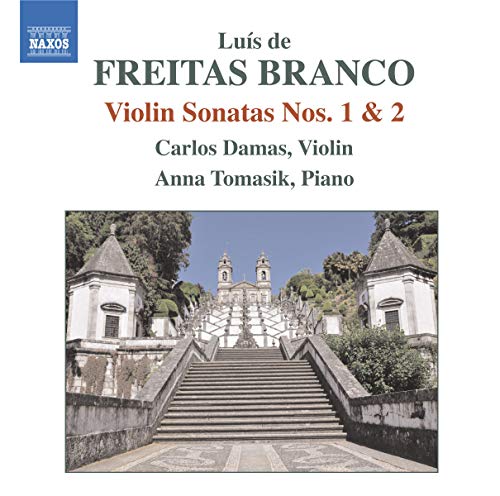 CD cover for Freitas Branco violin sonatas with a baroque staircase.