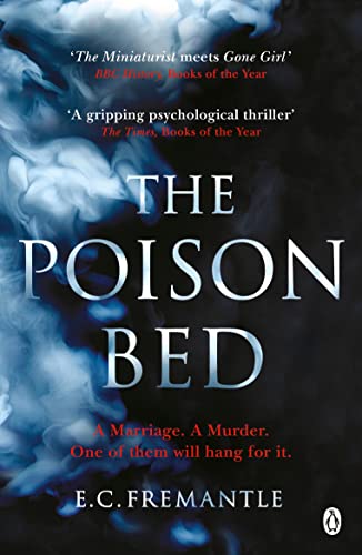 Book cover: dark, smoky background with white title "The Poison Bed".