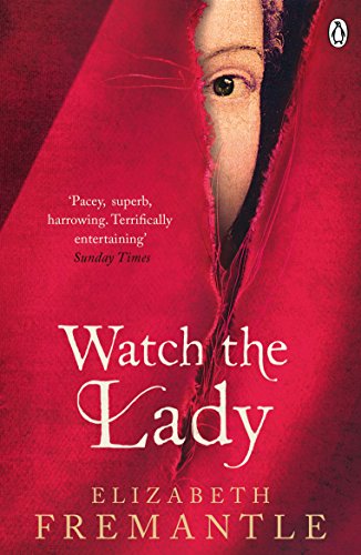 Book cover: "Watch the Lady" with a woman’s eye peering through red fabric.