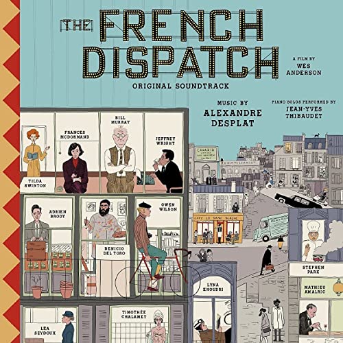 CD cover for "The French Dispatch" soundtrack, illustrated with film characters.