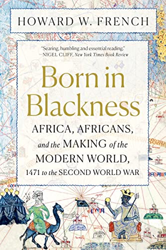 Book cover: “Born in Blackness” with historical map background and figures.