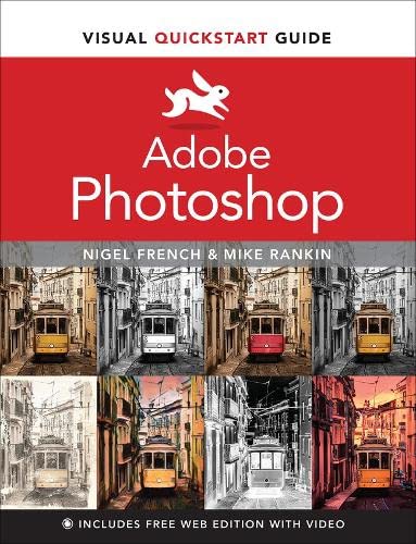 Adobe Photoshop Visual QuickStart Guide book cover with a grid of streetcar photos.