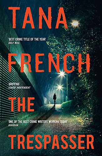Book cover: “The Trespasser” by Tana French, featuring a rainy street scene.