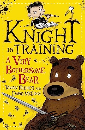 Book cover: boy with a bear, sword, and buzzing bees.