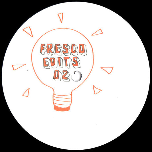 White vinyl record label with a red lightbulb and triangle design.