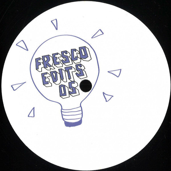 White vinyl record label with a purple lightbulb and radiating lines.