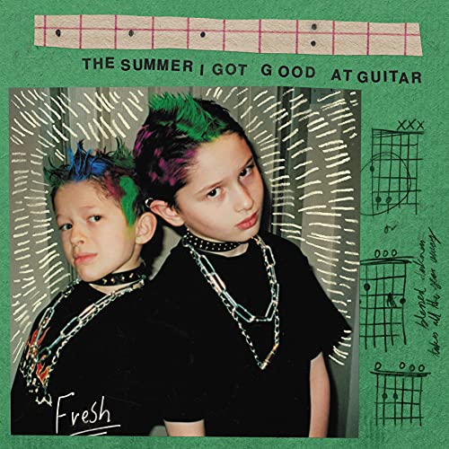 Album cover with two young people sporting colorful, spiky hair and chain necklaces.