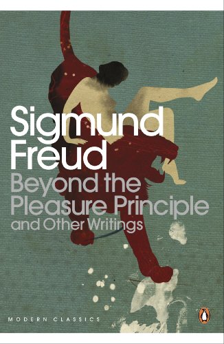 Book cover: "Beyond the Pleasure Principle" by Sigmund Freud, with abstract art.