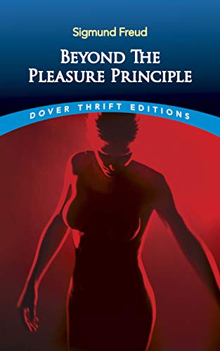 Book cover: "Beyond the Pleasure Principle" by Sigmund Freud, with a silhouetted figure.