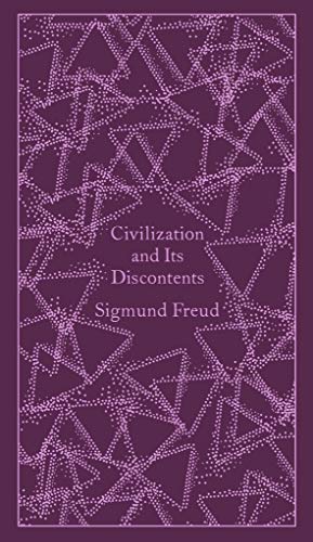 Purple book cover with white geometric pattern and title, "Civilization and Its Discontents.